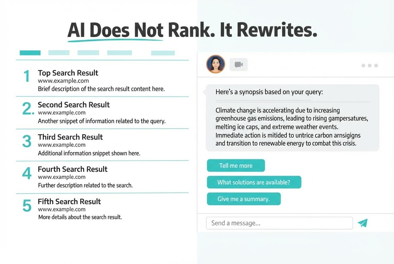 AI Does Not Rank. It Rewrites.